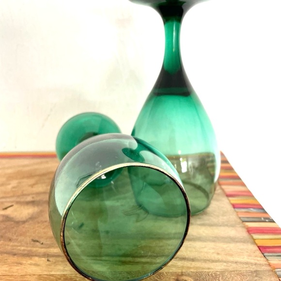 🎉HOST PICK🎉Vintage Libbey Juniper Green Wine Glasses with Gold rim - Set of 6 - Picture 2 of 11